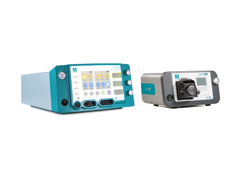 Systemlösung bestehend aus dem CURIS® 4 MHz Radiofrequenzgenerator und der CURIS® flow Spülpumpe zur Integration in chirurgische Anwendungen.