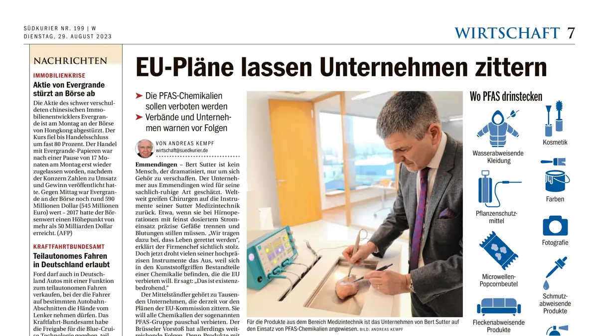 Zeitungsartikel über Sutter Medizintechnik