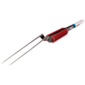 Masterpiece™ non-stick bipolare Pinzette mit rotem Griffbereich und gerader Spitze vor weißem Hintergrund.