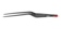 Lange schwarze bipolare Pinzette in Standardform mit abgewinkelter Spitze und rotem Anschluss vor weißem Hintergrund.
