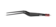 Schwarze bipolare Pinzette mit abgewinkelter Spitze und rotem Anschluss, liegend auf weißem Hintergrund.