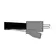 Schwarz-graue Illustration des Kabelanschlusses einer Swyng® non-stick bipolaren Pinzette mit seitlich angeordnetem Stecker.