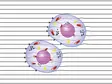 Microscopic view of two cells with visible nuclei, mitochondria, and other organelles – set against a background of horizontal lines