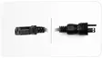 Schwarzes Netzkabel mit US-Stecker und passender Buchse für den Anschluss von medizinischen Geräten.