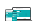 Darstellung einer Webseite mit Formularfeldern auf Tablet, Smartphone und Laptop – identische Ansicht mit Eingabefeldern für Produktname, Kategorie, Preis und einem „SUBMIT“-Button